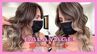 How to Ash Golden Balayage Highlights on Dark Hair  Blonde Balayage Hairstyle Olaplex and Fanola [upl. by Lehcin]