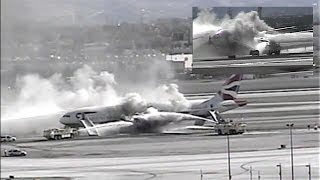 Extended Footage British Airways Engine Fire at McCarran Airport September 2015 [upl. by Ahtar]