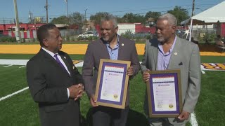 St Augustine High School cuts ribbon on Ruston amp Troy Henry Field [upl. by Ynaffat255]