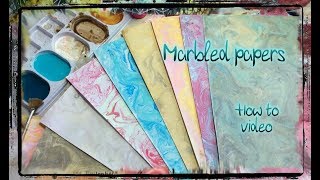 How I make marbled papers with water and acrylic paints  How to video [upl. by Jet993]