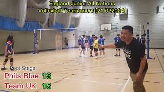 England Junior All Nations VBall Boys Div Pool Stage Phils Blue v UK v Asia Green v Europe [upl. by Piane]