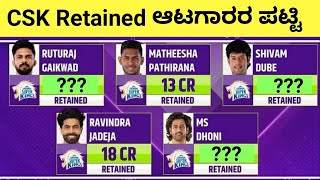 TATA IPL 2025 CSK Retention List Kannada  3 Players Retained From Csk csk ipl rcb msdhoni [upl. by Attekram132]