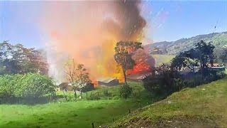 Dramatic Scene as Fireworks Factory Explodes [upl. by Accemahs]