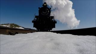 Strasburg Railroad steam locomotive 90 runs over my camera train in snow HD [upl. by Ynahpets]