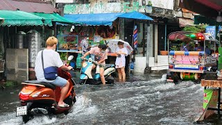 4K UHD Walking through a Flooded Street in Bangkok after 30 minutes of Heavy Rain [upl. by Bowrah449]