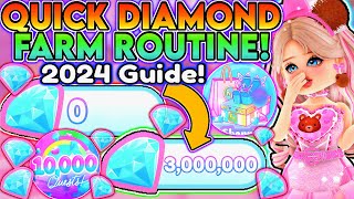 HOW TO GET A LOT OF DIAMONDS IN ROYALE HIGH 2024 UPDATED DIAMOND FARMING ROUTINE amp TIPS  ROBLOX [upl. by Gallenz]