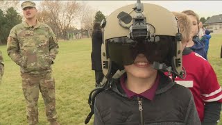 National Guard Helicopter visits elementary school [upl. by Nade826]