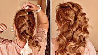 New Heatless curls Overnight NO HEAT curls hairhacks [upl. by Neret]