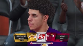 NBA 2k18 LAKERS VS HEAT 5 vs 5 GAMEPLAY HD LONZO BALL FIRST LOOK IN GAME [upl. by Notxarb]