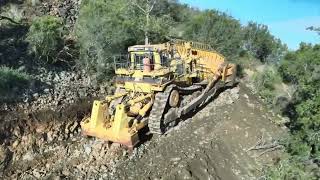 Dangerous Cat D11 Bulldozer Pushing Boulders on Challenging Terrain [upl. by Adyahs604]