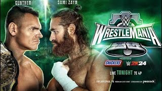 Sami zayn vs Gunther wrestlemania 40 WWE 2k24 [upl. by Ydualc]