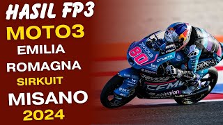 HASIL FP3 MOTO3 EMILIA ROMAGNA ITALIA MISANO SAN MARINO 2024 HASIL MOTOGP [upl. by Lenneuq]