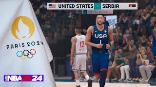 USA vs Serbia  Olympics 2024 Basketball  Group C  NBA 2K24 [upl. by Whitcher70]