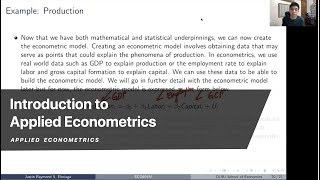 Introduction to Applied Econometrics [upl. by Ecnesse]