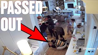 KID PASSES OUT WHILE MAKING THANKSGIVING DINNER  INTENSE FAINT CAUGHT ON CAMERA  TERRIFYING TUMBLE [upl. by Leese]