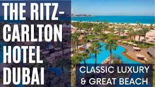 The RitzCarlton Hotel Dubai  amazing luxury 5star resort on Jumeirah beach [upl. by Esinehc]