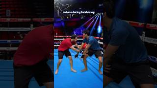 Indians during kickboxing  Manish Kharage shorts [upl. by Ecirtemed]