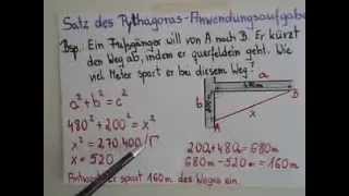 Satz des Pythagoras  Beispielaufgabe [upl. by Lemyt]