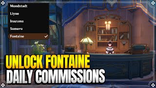 How to Unlock Daily Commissions in Fontaine  World Quests amp Puzzles 【Genshin Impact】 [upl. by Suk]