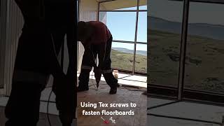 How to fasten floorboards onto a steel chassis 🪛🔩youtuber diy shorts flooring [upl. by Petromilli]