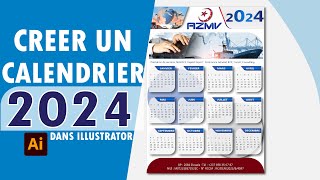 CALENDRIER 2024  Comment créer un calendrier facile avec Adobe Illustrator [upl. by Neenahs]