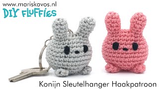 Konijn sleutelhanger Amigurumi knuffel haken voor beginners  Nederlands [upl. by Revkah]