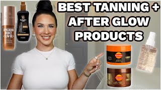 BEST TANNING  GLOW PRODUCTS ✨  tanning essentials for a perfect tan  flawless blurred skin [upl. by Rush]