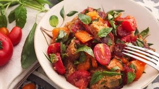 Recipe of Classic Panzanella Salad Tuscan Style Tomato and Bread Salad [upl. by Siouxie]