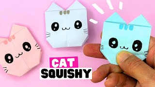 How to make paper CAT squishy easy origami squishies NO GLUE NO TAPE [upl. by Novart]