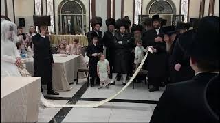 Trebishaner Rebbe dancing Mitzvah Tantz by the wedding for one of his Chassidim [upl. by Sallad]