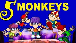 FIVE LITTLE MONKEYS  With lyrics  nursery rhymes [upl. by Adnwahs]