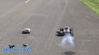 Traxxas Revo 33 Nitro 110 Scale Monster Truck Racing a Traxxas Slash 116 Scale Short Course Truck [upl. by Yenaiv]