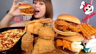 JOLLIBEE OVERLOAD MUKBANG  chick’nwich spicy champ chickenjoy spaghetti etc [upl. by Kersten49]