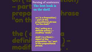 Parsing of Sentence The best book is on the Shelf youtube Shorts English Learning [upl. by Aridan]