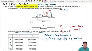 92b Ex1 MJ18 P12 Q35 Internal Resistance Change  AS Electricity  Cambridge A Level 9702 Physics [upl. by Eelyrehc167]