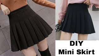 DIY Pleated Skirt  Mini Skirt  High Waist Pleated Skirt  Mini Skirt Cutting and Stitching [upl. by Arait]