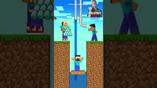 Help Poor Herobrine vs Rich Noob save son from the water minecraftshorts fyp [upl. by Melamie]