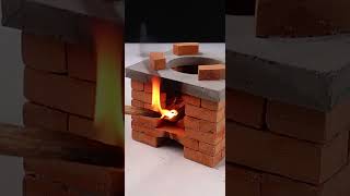 How to build a MINI STOVE with MINIATURE BRICKS and super delicious fried egg Shorts [upl. by Lehcear]