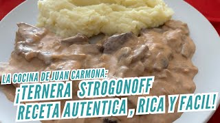 CARNE STROGONOFF CON PURE DE PATATAS RECETA ORIGINAL MUY RICO FACIL LA HAREIS A MENUDO [upl. by Kajdan995]