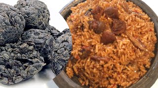 How To Prepare Dawadawa African locust beans Jollof Rice  Village style cooking Healthy eating [upl. by Atsillak]