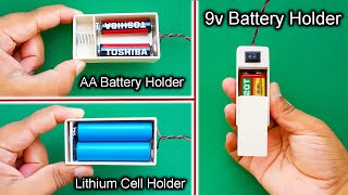 How To Make 9v Battery Holder With Switch  AA Battery Holder  Lithium Cell Holder  Battery Holder [upl. by Uela]