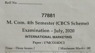 MDU Mcom 4th sem  International Marketing  Question paper [upl. by Drawets]