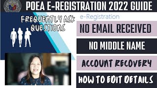 POEA E REGISTRATION GUIDE2022NO EMAIL RECEIVED NO MIDDLE NAMEACCOUNT RECOVERYHOW TO EDIT DETAILS [upl. by Ticon]