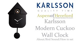 Karlsson Modern Cuckoo Wall Clock Bird Sound amp How To Set [upl. by Rasia]