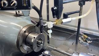 Rifle barrel flushing set up for Hardinge HLVH Lathe Part 1 [upl. by Viens105]