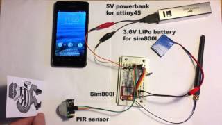 Arduino GSM PIR ALARM With Attiny45 [upl. by Tung]