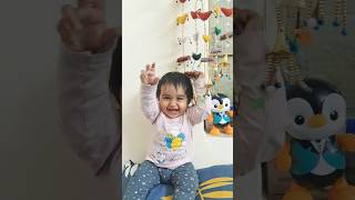 Playing With Homemade Hanging toys cutebaby cutesmile smile cutegirl cute kidsplaying [upl. by Akemehs]