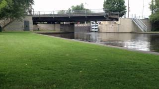 Merrickville locks and steel swing bridge in action [upl. by Yrakcaz]