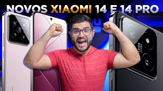 OFICIAL Xiaomi 14 e 14 Pro lançados Tela indestrutível câmeras incríveis e preço de S23 FE [upl. by Irak]