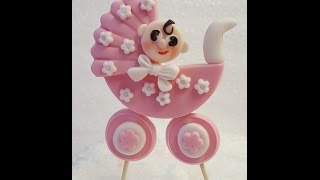 Making a baby in a pram cake topper gumpaste tutorial [upl. by Lebar]